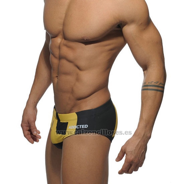 Slip Natacion Addicted Hombre Negro Amarillo 